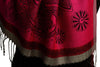 Red Frame & Paisleys On Ruby Pink Pashmina Feel With Tassels