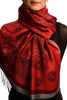 Red Frame & Paisleys On Red Pashmina Feel With Tassels