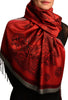 Red Frame & Paisleys On Red Pashmina Feel With Tassels