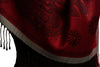 Red Frame & Paisleys On Dark Red Pashmina Feel With Tassels