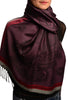 Red Frame & Paisleys On Dark Purple Pashmina Feel With Tassels