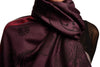 Red Frame & Paisleys On Dark Purple Pashmina Feel With Tassels