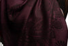 Red Frame & Paisleys On Dark Purple Pashmina Feel With Tassels