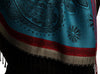 Red Frame & Paisleys On Cerulean Blue Pashmina Feel With Tassels