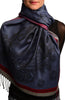 Red Frame & Paisleys On Violet Blue Pashmina Feel With Tassels