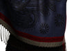 Red Frame & Paisleys On Violet Blue Pashmina Feel With Tassels