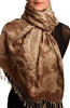 Large Paisleys On Brown Pashmina Feel With Tassels