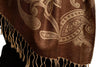 Large Paisleys On Brown Pashmina Feel With Tassels