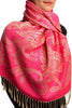 Large Paisleys On Fuchsia Pink Pashmina Feel With Tassels