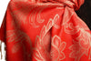 Large Paisleys On Red Pashmina Feel With Tassels