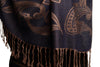 Large Paisleys On Midnight Blue Pashmina Feel With Tassels