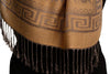 Meander & Paisleys On Beige Pashmina Feel With Tassels