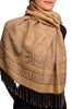 Meander & Paisleys On Beige Pashmina Feel With Tassels