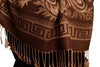 Meander & Paisleys On Brown Pashmina Feel With Tassels