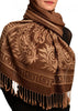 Meander & Paisleys On Brown Pashmina Feel With Tassels