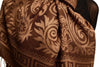 Meander & Paisleys On Brown Pashmina Feel With Tassels