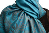 Meander & Paisleys On Cerulean Blue Pashmina Feel With Tassels