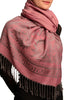 Meander & Paisleys On Puce Pink Pashmina Feel With Tassels