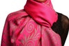 Meander & Paisleys On Fuchsia Pink Pashmina Feel With Tassels