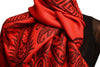 Meander & Paisleys On Red Pashmina Feel With Tassels