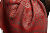 Meander & Paisleys On Dark Red Pashmina Feel With Tassels