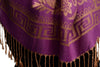 Meander & Paisleys On Purple Pashmina Feel With Tassels