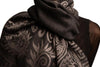 Meander & Paisleys On Black Pashmina Feel With Tassels