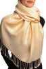 Peach Beige Paisleys Pashmina Feel With Tassels