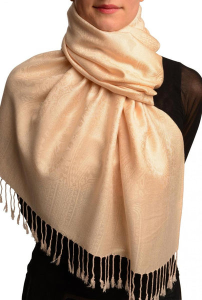 Jasmine Beige Paisleys Pashmina Feel With Tassels