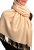 Jasmine Beige Paisleys Pashmina Feel With Tassels