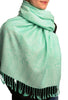 White & Green Paisleys Pashmina Feel With Tassels