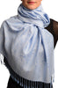 White & Blue Paisleys Pashmina Feel With Tassels