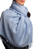 Sky Blue Paisleys Pashmina Feel With Tassels