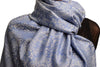 White & Dark Blue Paisleys Pashmina Feel With Tassels