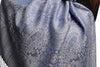 White & Dark Blue Paisleys Pashmina Feel With Tassels