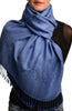 Violet Blue Paisleys Pashmina Feel With Tassels