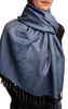 Violet Blue & Grey Paisleys Pashmina Feel With Tassels