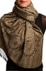 Brown & Black Paisleys Pashmina Feel With Tassels