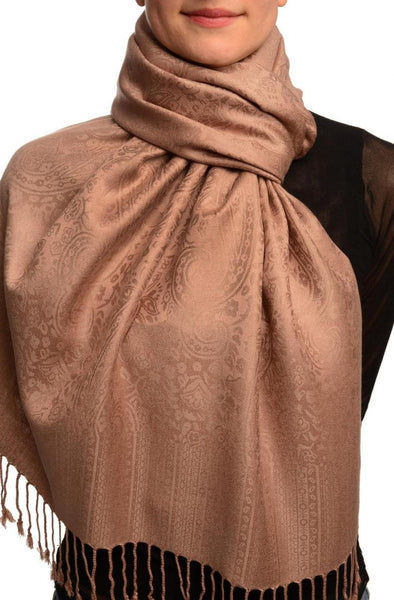 Mocha Paisleys Pashmina Feel With Tassels