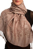 Brown & Grey Paisleys Pashmina Feel With Tassels