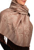 Brown & Grey Paisleys Pashmina Feel With Tassels