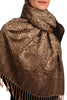 Mocha & Black Paisleys Pashmina Feel With Tassels