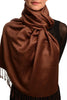 Chocolate Brown Paisleys Pashmina Feel With Tassels