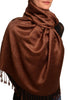 Chocolate Brown Paisleys Pashmina Feel With Tassels