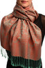 Moss Green & Red Paisleys Pashmina Feel With Tassels