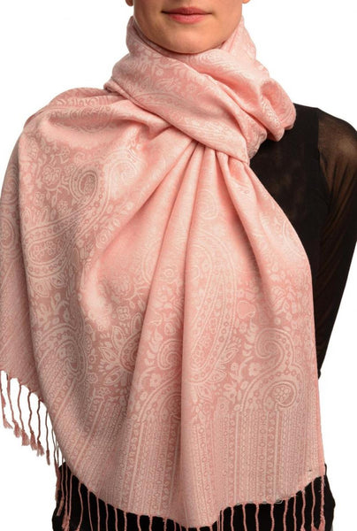 Lemonade Pink Paisleys Pashmina Feel With Tassels