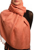 Coral Pink Paisleys Pashmina Feel With Tassels