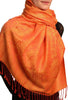 Red & Orange Paisleys Pashmina Feel With Tassels