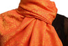 Red & Orange Paisleys Pashmina Feel With Tassels