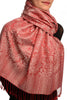 Dark Red & White Paisleys Pashmina Feel With Tassels